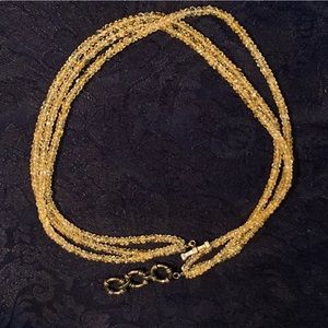 Citrine bead 3 Strand Boho Necklace 18” Toggle Clasp